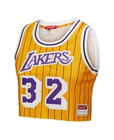 Mitchell & Ness X Dannijo Women's Yellow Magic Johnson Los Angeles Lakers Fashion Cropped Basketball Jersey