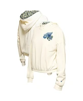 New Era Women's Cream Detroit Red Wings Glam Game Quarter-Zip Cropped Floral Pullover Hoodie