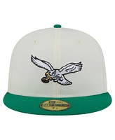 New Era Men's White/Kelly Green Philadelphia Eagles Throwback Main 59FIFTY Fitted Hat
