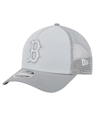 New Era Men's Gray Boston Red Sox Color Pack A-Frame 9FORTY Trucker Adjustable Hat