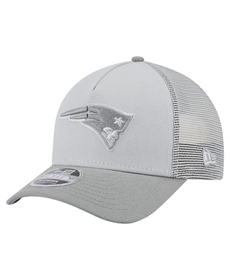 New Era Men's Gray New England Patriots Domain A-Frame Trucker 9FORTY Adjustable Hat