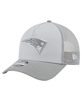 New Era Men's Gray New England Patriots Domain A-Frame Trucker 9FORTY Adjustable Hat