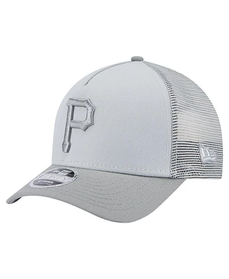 New Era Men's Gray Pittsburgh Pirates Color Pack A-Frame 9FORTY Trucker Adjustable Hat
