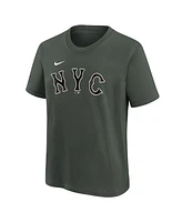 Nike Big Boys and Girls Anthracite New York Mets City Connect Wordmark T-Shirt