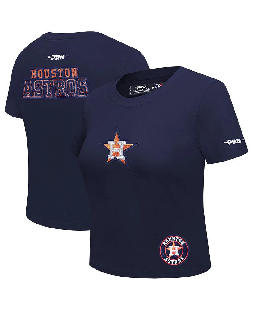 Pro Standard Women's Navy Houston Astros Game Day Classics Baby Doll Cropped T-Shirt