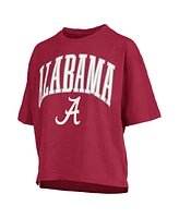 Pressbox Women's Crimson Alabama Crimson Tide Nelson Arch Over Logo Waist Length Oversized Slub T-Shirt