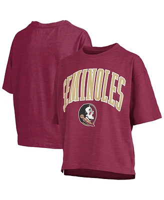 Pressbox Women's Garnet Florida State Seminoles Nelson Arch Over Logo Waist Length Oversized Slub T-Shirt