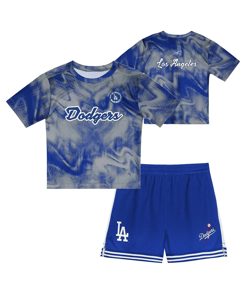 Outerstuff Preschool 2-Piece Gray Los Angeles Dodgers Hitter Infielder Set