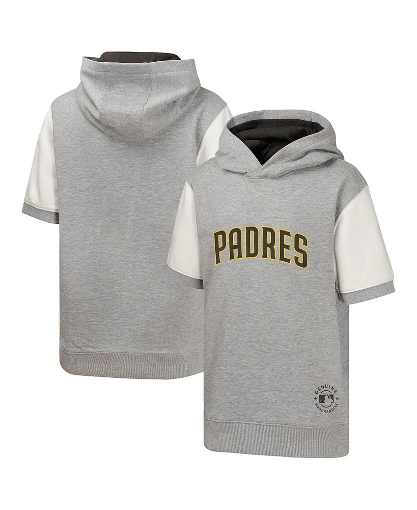 Outerstuff Big Boys and Girls Heather Gray San Diego Padres Line Up Short Sleeve Pullover Hoodie