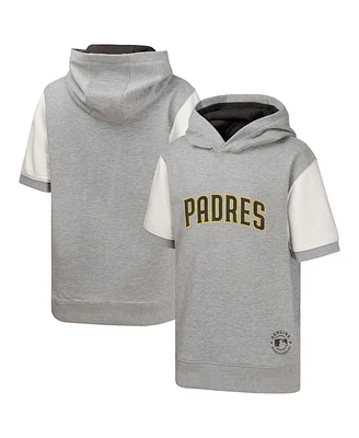 Outerstuff Big Boys and Girls Heather Gray San Diego Padres Line Up Short Sleeve Pullover Hoodie