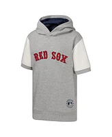 Outerstuff Big Boys and Girls Heather Gray Boston Red Sox Line Up Short Sleeve Pullover Hoodie