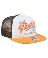 New Era Men's White/Gold San Diego Padres Retro Script Trucker 9FIFTY Snapback Hat