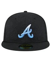 New Era Men's Black Atlanta Braves Tonal Koi 59FIFTY Fitted Hat