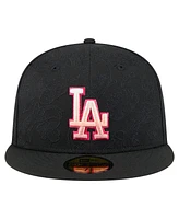 New Era Men's Black Los Angeles Dodgers Tonal Koi 59FIFTY Fitted Hat