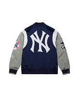 Mitchell & Ness Men's Navy/Gray New York Yankees Cooperstown Collection Team Origins Satin Full-Snap Jacket