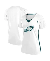 Fanatics Women's White Philadelphia Eagles Plus Glitter Lace-Up V- Neck T-Shirt