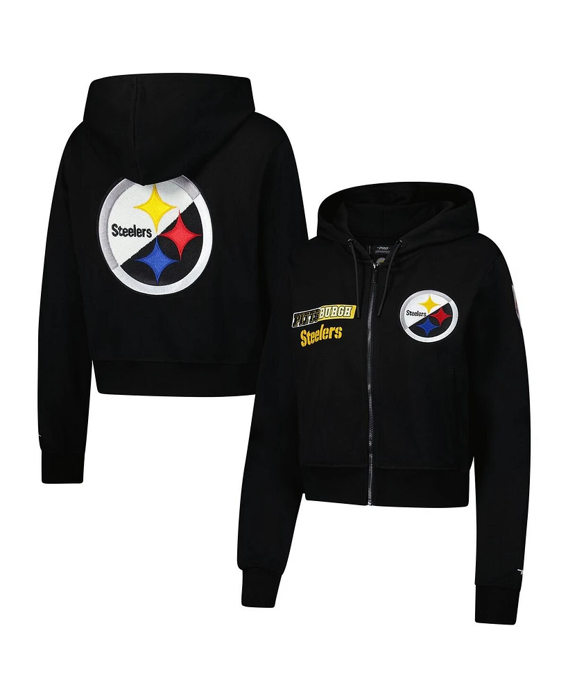 Pro Standard Women's Black Pittsburgh Steelers Split Logo Full-Zip Hoodie