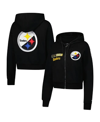 Pro Standard Women's Black Pittsburgh Steelers Split Logo Full-Zip Hoodie