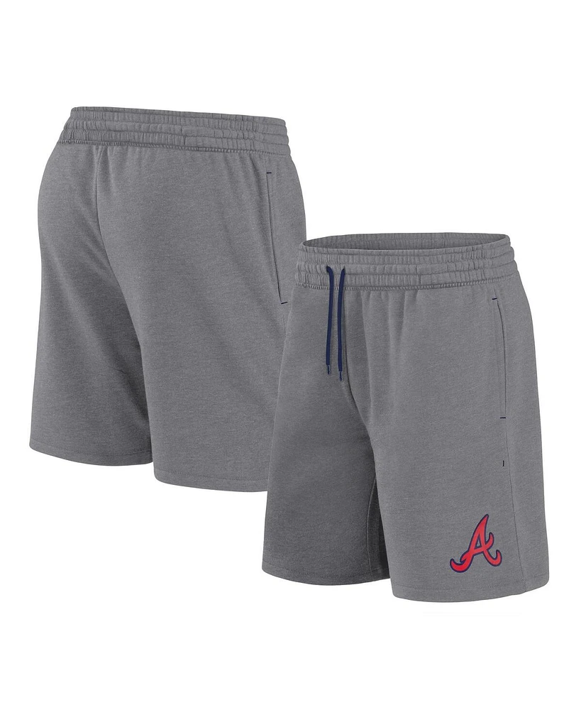 Fanatics Men's Heather Gray Atlanta Braves Logo Shorts