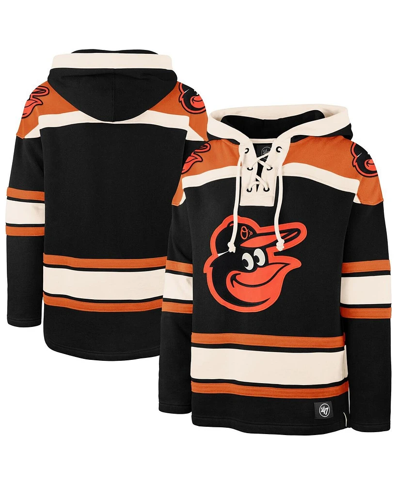 '47 Brand Men's Black Baltimore Orioles Superior Lacer Pullover Hoodie