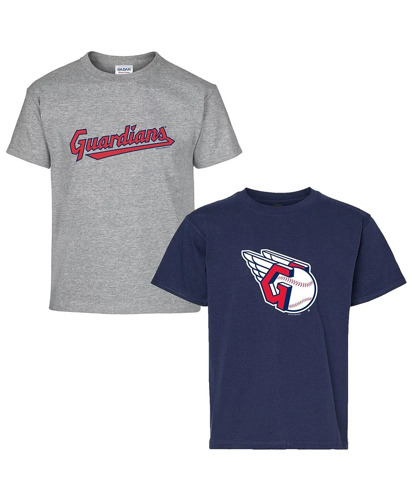 Soft as a Grape Big Boys and Girls Navy/Gray Cleveland Guardians T-Shirt, Set of 2