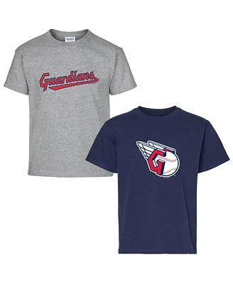 Soft as a Grape Big Boys and Girls Navy/Gray Cleveland Guardians T-Shirt, Set of 2
