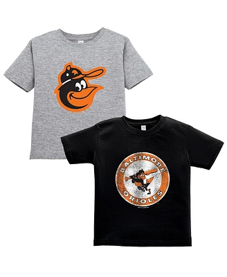 Soft as a Grape Toddler Black/Gray Baltimore Orioles Cooperstown Collection T-Shirt, Set of 2