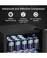 Cowsar 1.7 Cu.ft Beverage Refrigerator Cooler, 68 Can Mini Fridge Glass Door with Adjustable Shelves, Digital Temperature Display, Freestanding Small