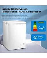 Cowsar Chest Freezer 3.5 Cubic Feet Compact Freezer with 2 Removable Baskets, Free Standing Top open Door Deep Freezer, Adjustable Temperature for Hom