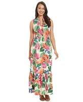 London Times Petite Printed Sleeveless Maxi Dress