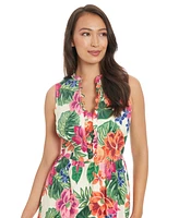 London Times Petite Printed Sleeveless Maxi Dress
