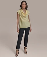 Donna Karan New York Women's Mixed Media Cowlneck Top