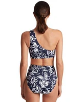 Lauren Ralph Lauren Womens Printed Asymmetric One Shoulder Bikini Top Shirred Waist Bikini Bottoms