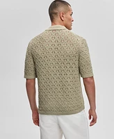 Hugo Boss Men's Sommp Short Sleeve Knitted Textured Button-Front Shirt