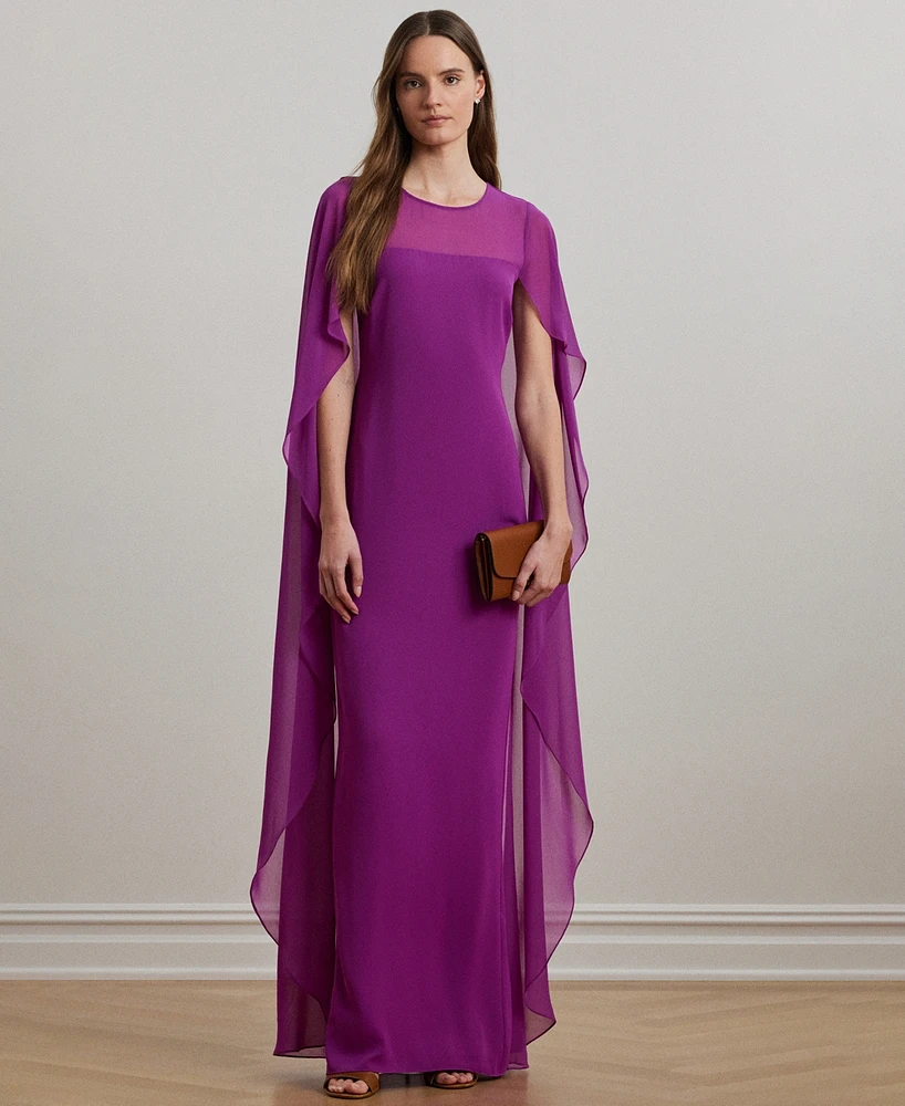 Lauren Ralph Lauren Women's Cape Georgette Gown