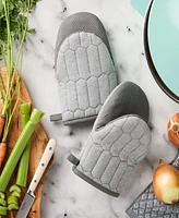 Martha Stewart Honeycomb Quilted Chambray Mini Oven Mitt Set