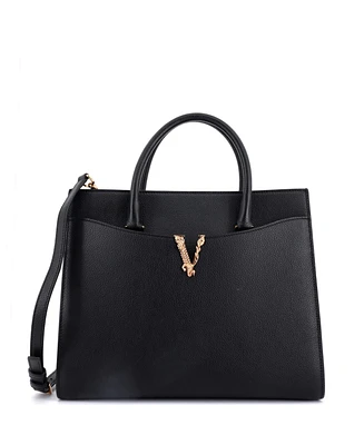 Pre-Owned Versace Virtus Belted Tote Leather