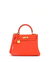 Pre-Owned Hermes Kelly 25 Handbag Orange Swift with Gold Hardware