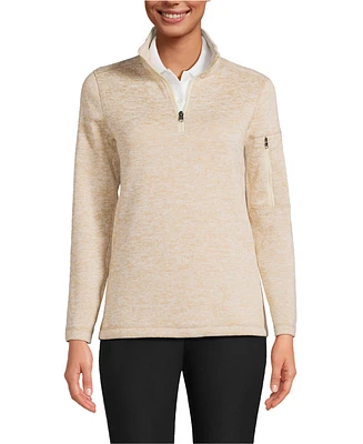 Lands' End Women's Sweater Fleece Quarter Zip Pullover