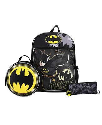 Dc Comic Book Batman Symbol 5-Piece Backpack Accessory Set for boys
