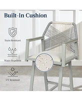 Best Choice Products Set of 2 Indoor/Outdoor Aluminum, Woven Rope Swivel Barstools w/ Armrests