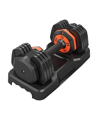 55LB 5-in-1 Adjustable Dumbbell – Anti-Slip Metal Handle, Quick Weight Change for Full-Body Home Gym Workouts