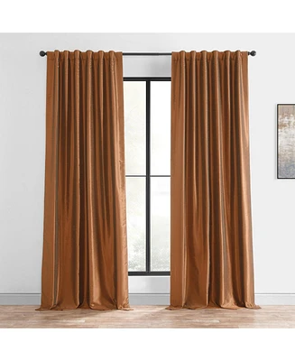 Half Price Drapes Copper Kettle Vintage Textured Faux Dupioni Silk Blackout Curtain