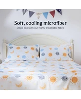 LuxClub 4 Pc Full Sheet Set Soft Microfiber, Wrinkle-Free, Machine Washable, Toddler Bedding for Girls, Boys, Teens