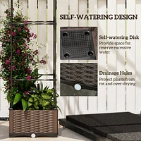 69 .75 in x 15.75 in Outsunny Raised Garden Bed with Trellis, Self-Watering Planter Box
