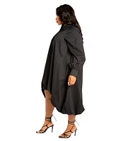 Buxom Couture Plus Bubbled Hem High Low Shirt Dress