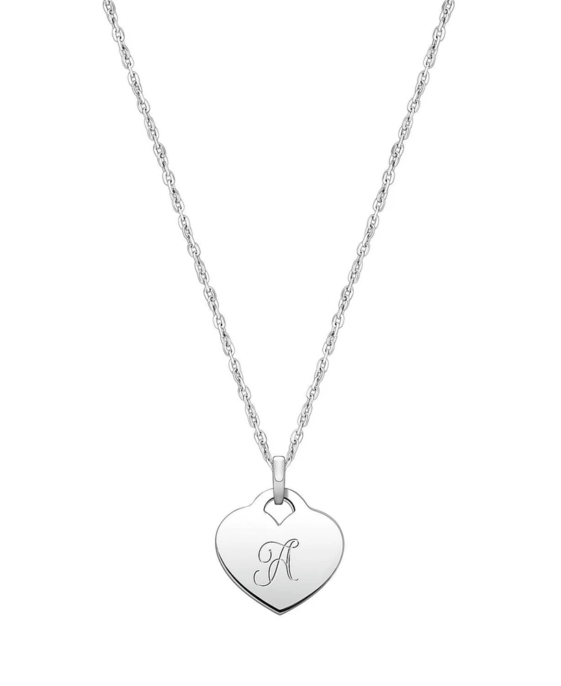 Tiny Blessings Girls Children's Sterling Silver Heart & Engraved Initial 12-14" Necklace