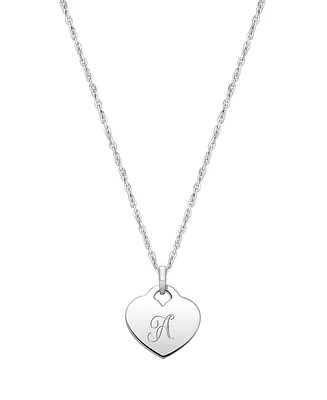 Tiny Blessings Girls Children's Sterling Silver Heart & Engraved Initial 12-14" Necklace