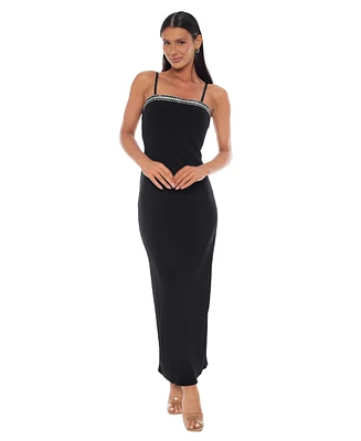 Bebe Women's Diamond Trim Rib Maxi Dress