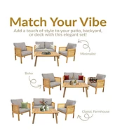 4-Piece Patio Furniture Set -Patio Conversation Set - Outdoor Seating Lounge Furniture - Outdoor Porch Seating